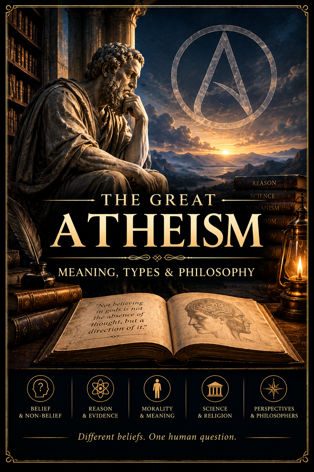 Philosophical reference page about atheism, belief in God, theism, and agnosticism